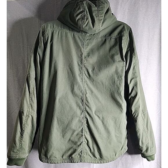 HURLEY Men's Jacket Military Mens Size Large Green 4 Front Pockets Hooded Beach - Picture 2 of 10